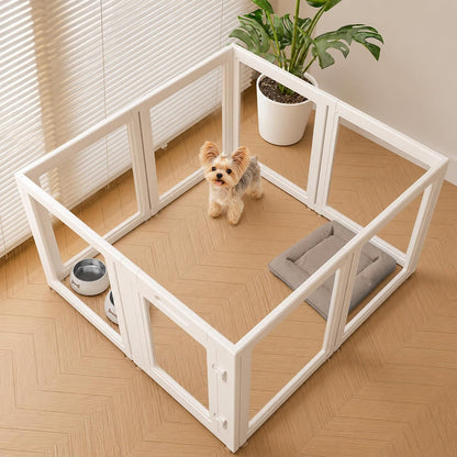 EVERFRONT Clear Acrylic Dog Playpen - Clear Dog Play Pen - Easy Assemble Acrylic Dog Playpen - Puppy Playpen, Cat Playpen, Small Animal Playpen, Dog Play Pen Indoors (24", 10 Panels)10