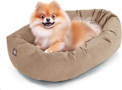 Majestic Pet 32 Inch Suede Calming Dog Bed Washable – Cozy Soft round Dog Bed with Spine Support for Dogs to Rest Their Head - Fluffy Donut Dog Bed 32X23X7 (Inch) - round Pet Bed Medium – Sage49