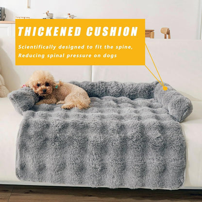 Calming Dog Bed for Couch, 29.5 X 29.5 Inch, Non-Slip Rabbit-Velvet Dog Sofa Mat for Furniture Protector, Perfect for Small, Medium Dogs and Cats (Khaki, Medium)6