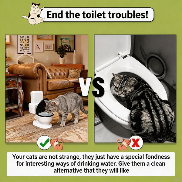 Cat Water Dispenser,Funny Toilet Shaped Pet Gravity Bowl, Easy Cleaning Automatic Cat Gravity Refilling Waterer with with Healthy Pets Water Station for Cats and Small/Medium Dog4