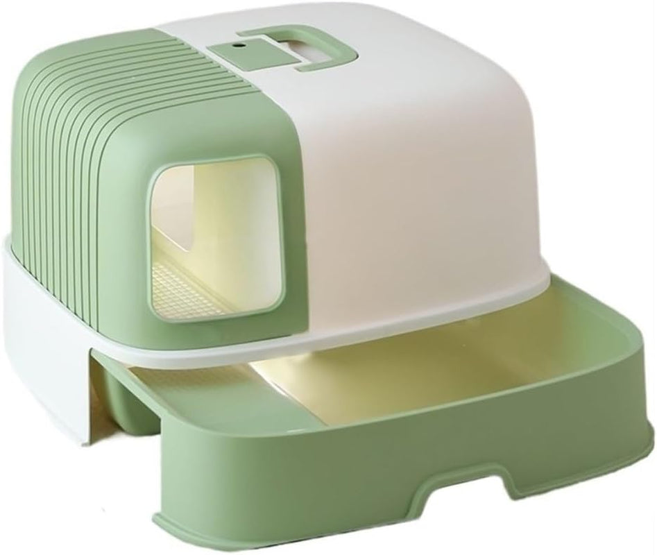 pet-supplies-hooded-cat-litter-box-with-scoop-handle-portable-enclosed-trayblue