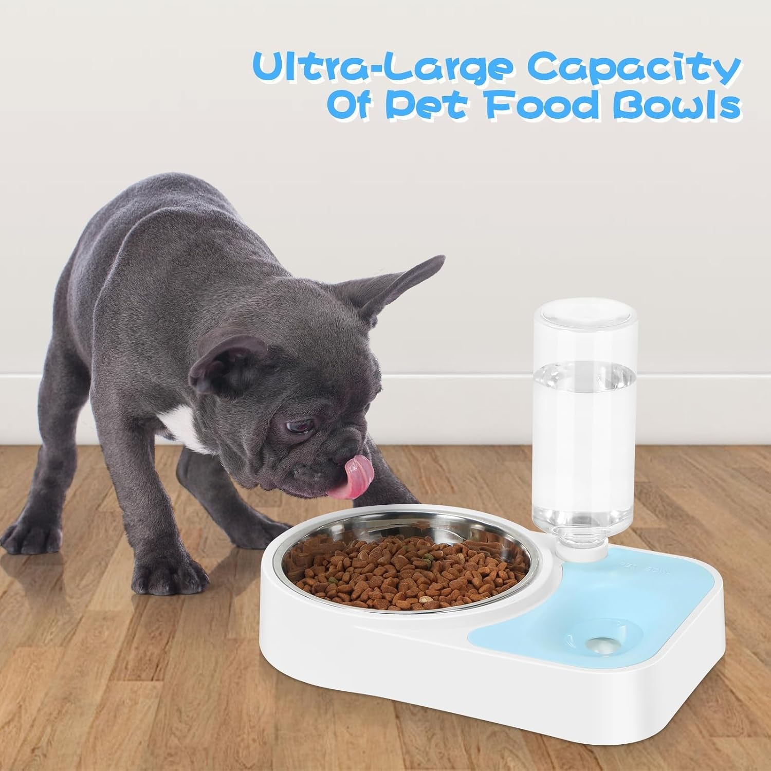 just-run-double-dog-cat-bowls-dog-cat-food-and-water-bowl-set-with-automatic-water-dispenser-bottle-super-big-detachable-stainless-steel-food-bowl-for-small-dogs-puppy-and-cats-kitten-rabbitblue