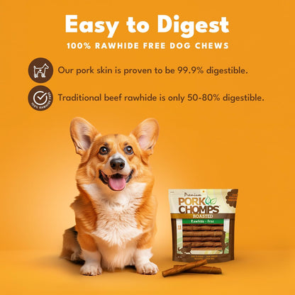 Pork Chomps Roasted Pork Skin Dog Chews, 6 Inch Twists, 15 Count - Long-Lasting Treats for Dogs - High Protein, Rawhide-Free, Low Fat, Healthy & Delicious Chews2