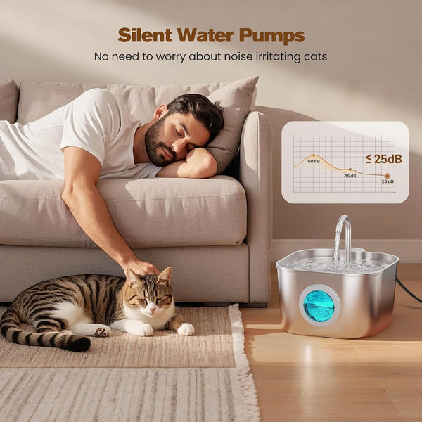 Cat Water Fountain Stainless Steel: Pet Fountains for Cats/Dog Indoor Automatic Waterer Bowls for Drinking Small Animal Water Dispenser Metal Pets Watering Faucet Bottle Auto Kitty Watering Supplies5