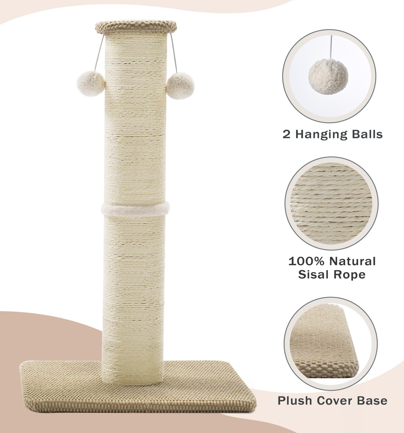 made4pets-tall-cat-scratching-post-23-6-natural-sisal-cat-scratcher-with-hanging-balls-heavy-duty-and-thicker-scratching-post-for-indoor-cats-adults-sturdy-base-cat-scratch-post-beige