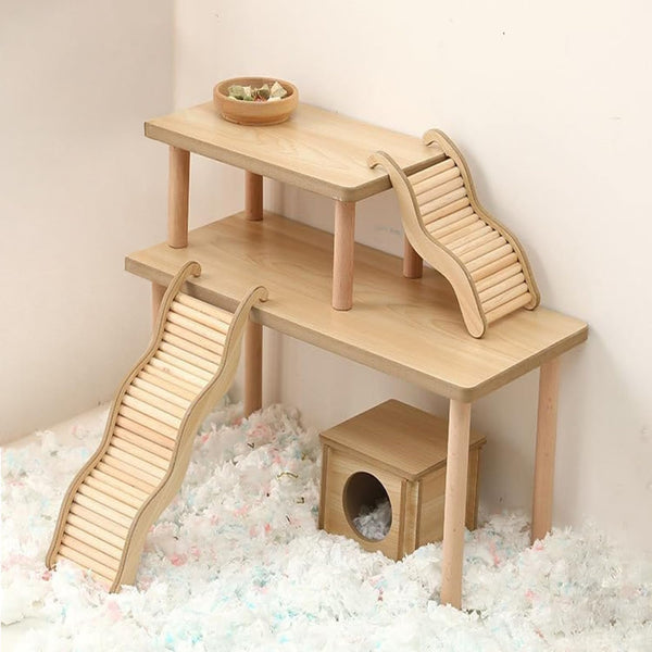 2-Piece Set Hamster Play Wooden Platform for Dwarf Syrian Hamsters Gerbils Mice Degus or Other Small Pets8