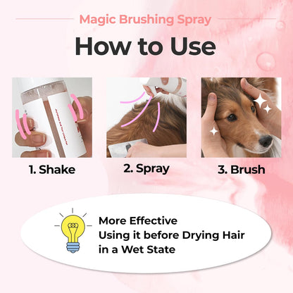 JAYU PET Magic Brushing Spray for Dogs (5.8Fl Oz, 170Ml) | Fur Detangler & Dematting Solution, Hypoallergenic Deodorizer, Conditioner & Itch Relief, Shining & Grooming Spray6