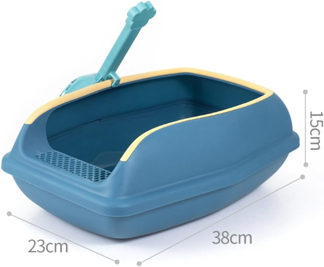 cat-litter-box-open-top-high-sided-anti-splashing-litter-tray-with-scoop-for-indoor-cats-kittens-2-sizes-s-blue