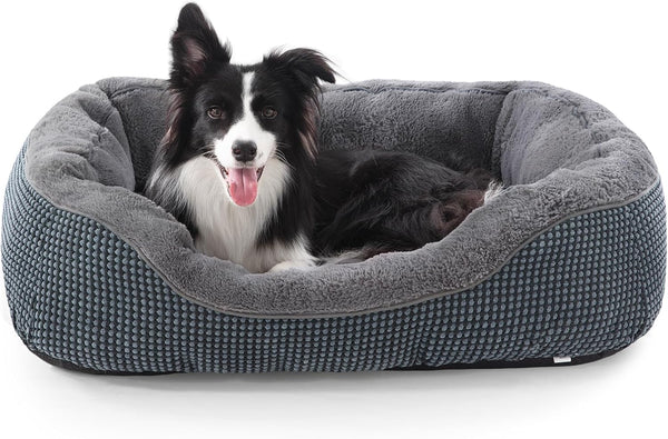 INVENHO Medium Dog Beds for Medium Dogs Washable, Rectangle Dog Bed Medium Size Dog, Orthopedic Dog Bed, Warming Soft Calming Sleeping Puppy Bed Durable Pet Bed with Anti-Slip Bottom M(30"X24"X9")24