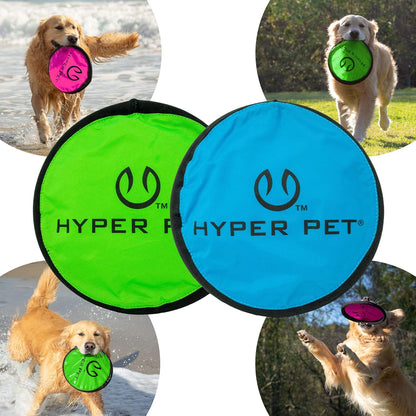 Hyper Pet Flippy Flopper Flying Disc Soft Dog Toy 9 Inch, Floats, 2 Pack | Safe on Teeth for All Breeds, Stays on the Water Surface for Pool and Lake Fetch Games, Colors May Vary with Every Order9