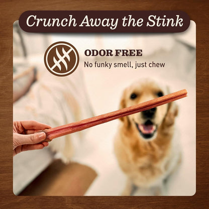Pet Odor-Free Standard Bully Sticks (12", 5 Pack) – 100% Grass-Fed Beef Pizzle Dog Chews, Fully Digestible & Long-Lasting Dental Treats5