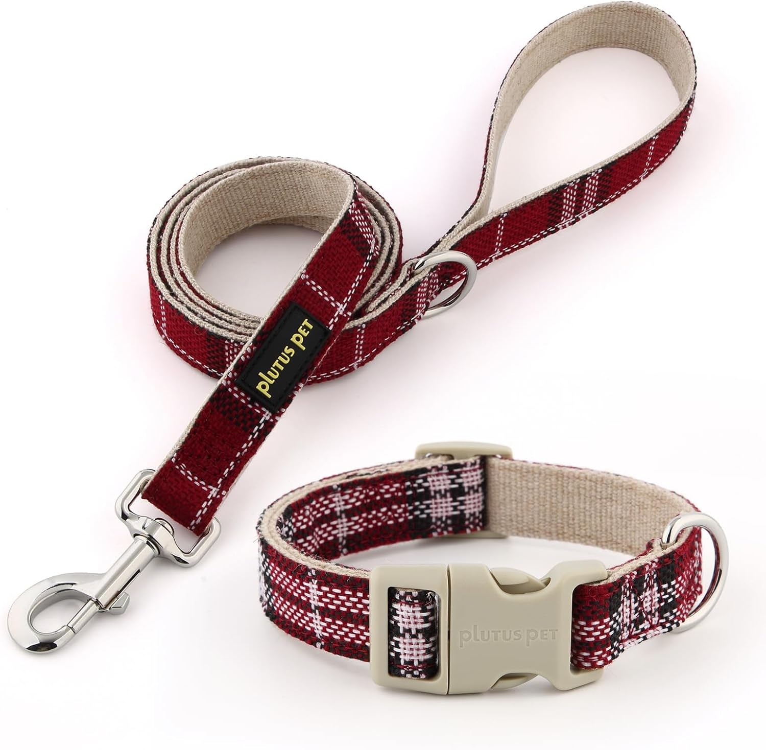 plutus-pet-cotton-hemp-dog-collar-and-leash-set-adjustable-collar-for-small-medium-and-large-dogs-heavy-duty-and-soft-on-skin-lavender-s
