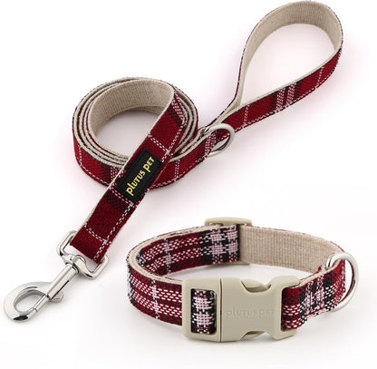 Plutus Pet Cotton Hemp Dog Collar and Leash Set, Adjustable Collar for Small, Medium, and Large Dogs, Heavy Duty and Soft on Skin, Lavender, S16