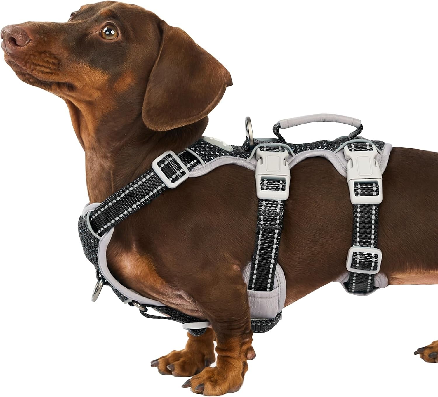 huntboo-escape-proof-harness-no-slip-dog-harness-escape-proof-fully-reflective-harness-with-handle-breathable-durable-adjustable-vest-for-medium-dogs-walking-and-training-gear-black-m