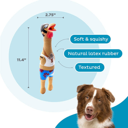 Outward Hound by Charming Pet Squawkers Earl Latex Squeaky Rubber Chicken Dog Toy, Funny Interactive Holiday Toy for Dogs, Large Size3