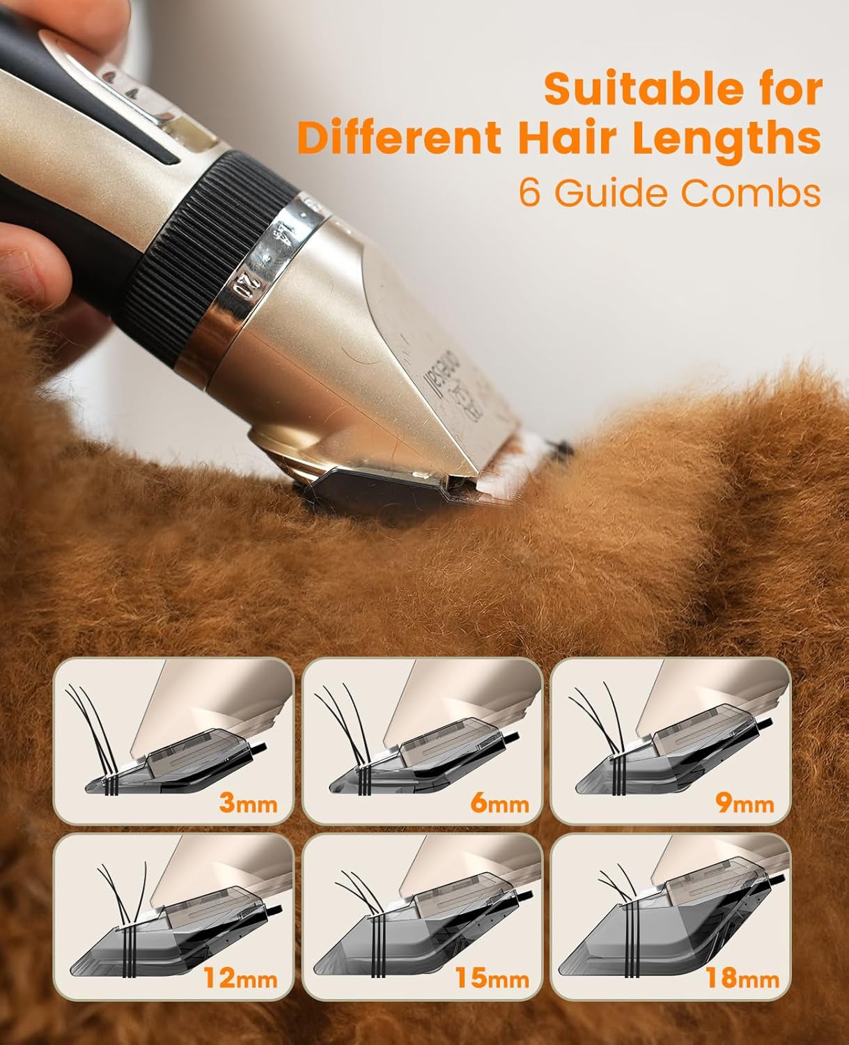 oneisall-dog-clippers-and-paw-trimmer-kit-for-small-large-dogs-cats-low-noise-powerful-motor-cordless-long-battery-life-simple-for-beginners-6-guide-combs-removable-rinsable-blade