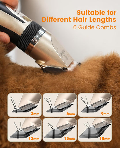 Oneisall Dog Clippers and Paw Trimmer Kit for Small Large Dogs Cats | Low Noise, Powerful Motor, Cordless & Long Battery Life, Simple for Beginners, 6 Guide Combs, Removable & Rinsable Blade5