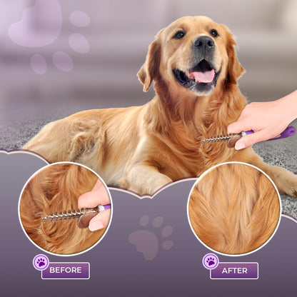 GENPEPADO Dematting Undercoat Rake Comb for Dogs & Cats with Long 2.5-In Stainless Steel Safety Blades for Removing Knots, Mats & Tangles - Pet Grooming Deshedding Brush Tool with Anti-Slip Grip5