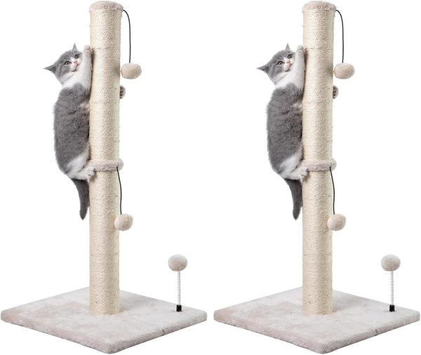 MECOOL Cat Scratching Post Premium Basics Kitten Scratcher Sisal Scratch Posts with Hanging Ball 22In for Kittens or Smaller Cats (22 Inches for Kitten, Beige)17