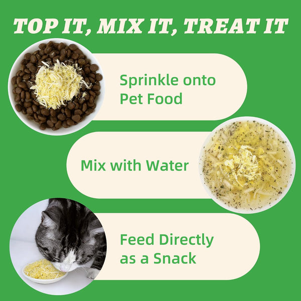 Wellix Freeze Dried Catnip Dog & Cat Food Topper, 7.05Oz | Freeze Dried Cats and Dogs Treats with Egg Yolk & Chicken for Appetite Stimulant, Low Calorie Catnip Treats3