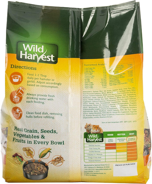 Wild Harvest Hamster and Gerbil Advanced Nutrition Diet, 4-Pound, Multicolor, One Size (E1950W), 4 Pounds4