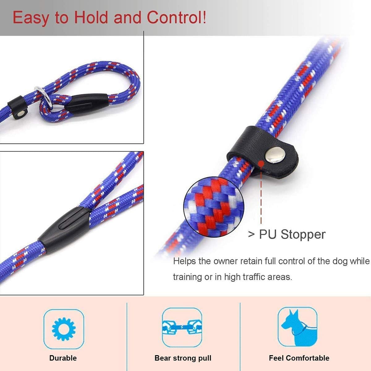dog-rope-leash-5-ft-pet-slip-lead-dog-training-leash-for-10-80-lb-standard-adjustable-pet-nylon-leash-for-small-medium-dogs-walkingblue