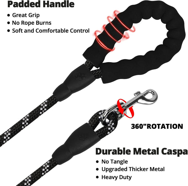 Long Dog Leash 15 FT: Heavy Duty Rope Leashes for Dogs Training with Swivel Lockable Hook Reflective Threads Bungee and Padded Handle - Dog Lead for Large Small Medium Dogs outside Walking Hiking4