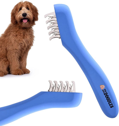 We Love Doodles Dematting Comb for Dogs - Dog Hair Mat Remover, Detangler Comb & Deshedding Tool, Removes Tangles, Knots, & Loose Hair, Metal Comb, Ergonomic Handle Family (5 Blades)1