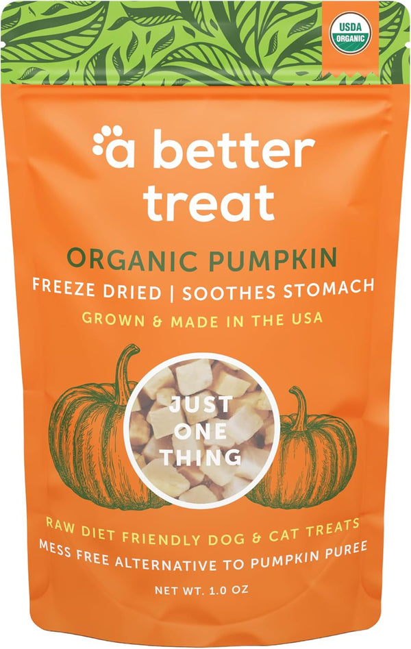 A Better Treat – Freeze Dried Organic Pumpkin Dog and Cat Treats, Organic, Single Ingredient | Natural, Healthy, Diabetic Friendly | Made in the USA1