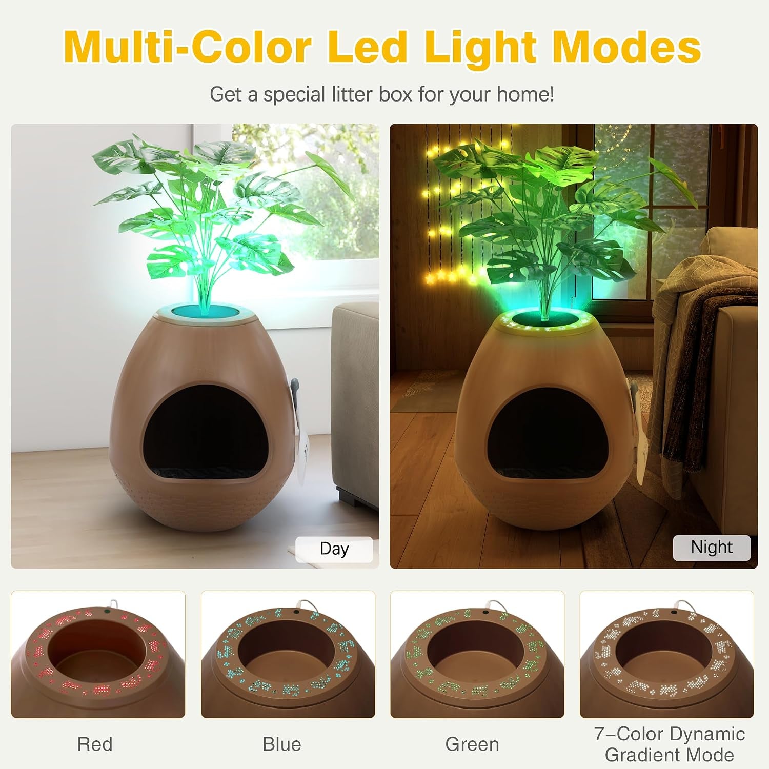 eggloa6-hidden-cat-litter-box-with-artificial-plants-odor-removal-system-egg-shaped-enclosure-includes-scoop-3pcs-liners-secret-discreet-furniture-diy-assembly-cat-litter-box-cabinet-brown