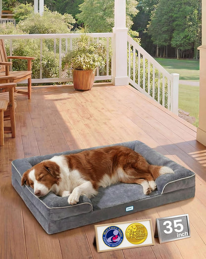 Ohgeni Orthopedic Extra Large Dog Bed Couch, Memory Foam, 44-Inch (Gray) | Waterproof Pet Bed with Machine-Washable Removable Cover & Soft Comfortable Fabric18