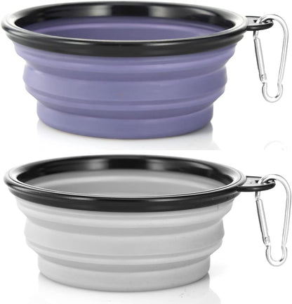 Dog Bowl Pet Collapsible Bowls, 2 Pack for Cats Dogs, Portable Pet Feeding Watering Dish for Walking Parking Traveling with 2 Carabiners (Small, Blue+Green)22