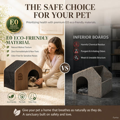Modern Wooden Cat House Indoor – E0 Grade Enclosed Cat Cave Bed with Washable Cushion, Eco-Friendly Non-Toxic Pet Furniture for Kittens & Medium Cats up to 20 Lbs2