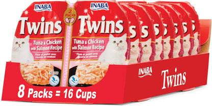INABA Twins for Cats, Shredded Chicken & Broth Gelée Side Dish/Topper Cups with Green Tea Extract, 1.23 Ounces per Serving, 16 Servings, Tuna & Chicken with Scallop Recipe10