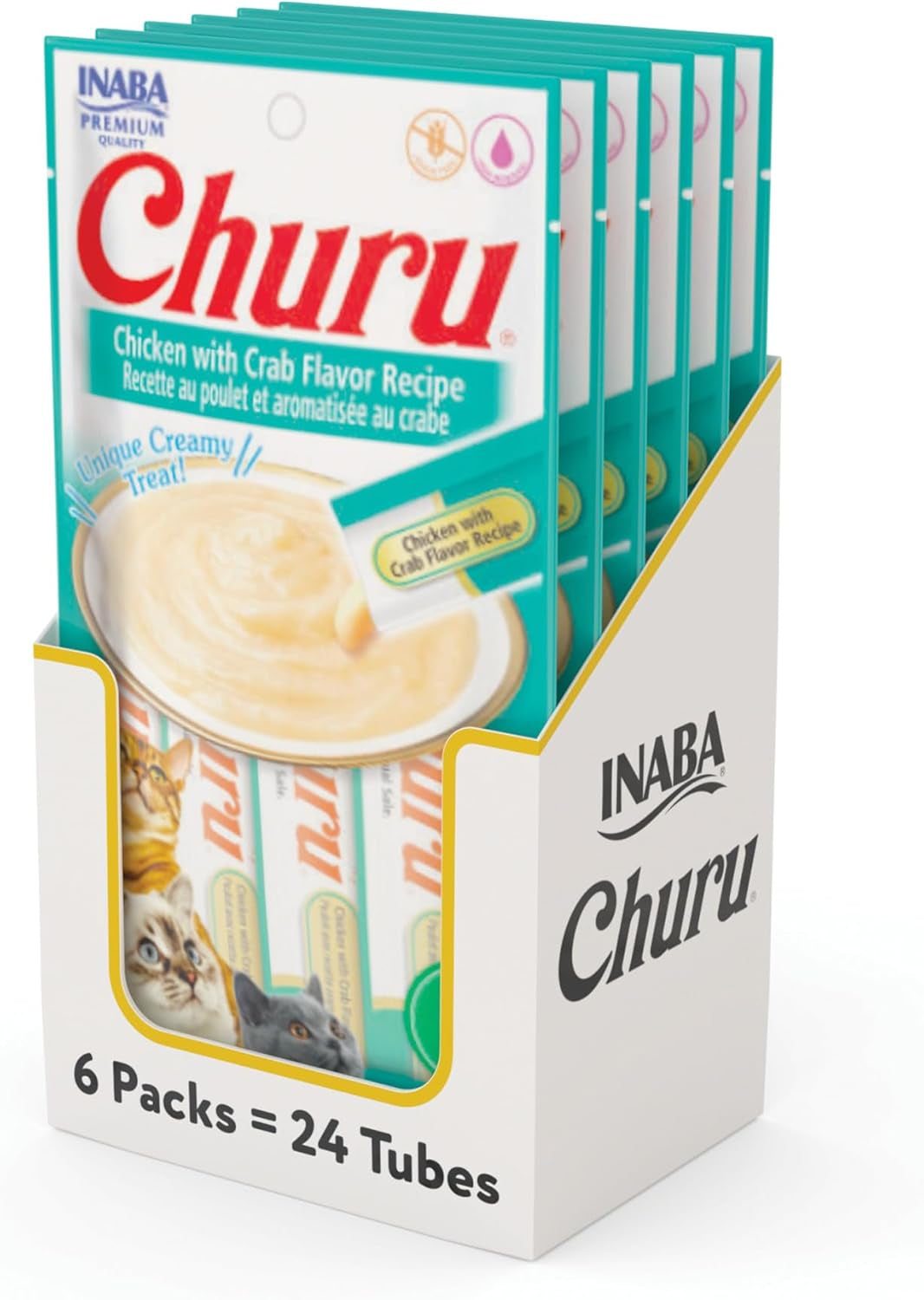 inaba-churu-cat-treats-lickable-squeezable-creamy-puree-cat-treat-with-green-tea-extract-taurine-0-5-ounces-each-tube-24-tubes-4-per-pack-chicken-recipe