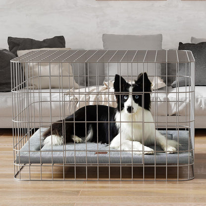 Dog Bed for Crate, Medium/Large Dogs Crate Bed,Washable Dog Beds Kennel Mat | Pet Beds Mat W/ Soft Wavy Plush Comfortable Anti-Slip Sleeping Mattress for Dogs & Cats,Gray2