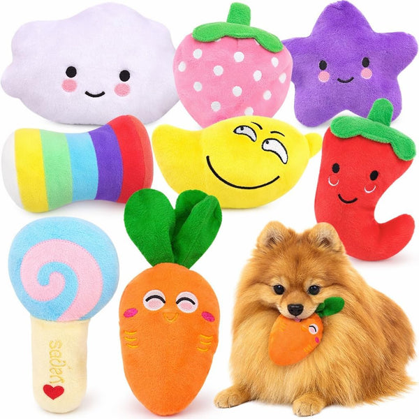LOYEE Dog Squeaky Toys 8 Pack, Puppy Plush Squeaky Toys for Medium Small Dogs, Cute Pet Toys Stuffed Puppy Chew Toys for Teething, Interactive Toys Set for Puppy Supplies1