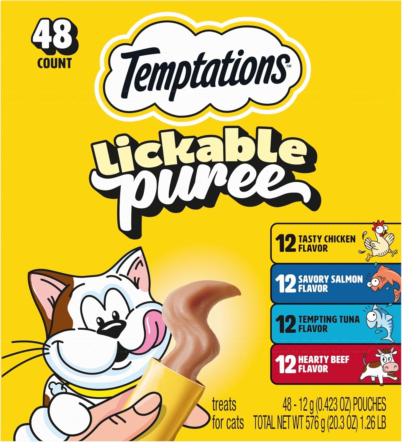 temptations-creamy-puree-cat-treats-beef-chicken-salmon-tuna-48-count-beef-salmon-chicken-tuna-under-15-cal-tube-no-added-sugar-or-fillers-senior-friendly-meal-topper-or-hand-feed