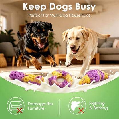 Fuufome Dog Toys for Aggressive Chewers: Dog Chew Toys for Medium Large Dog | Long Lasting Dog Chews | Tough Nylon Bone | Teeth Cleaning Care | Keep Dog Busy | Inevitable Milk Flavor | 3 Pack Set7
