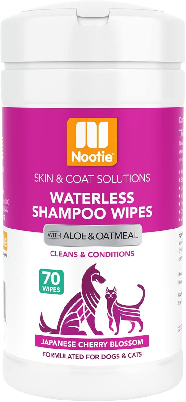 Nootie Waterless Shampoo Wipes for Dogs & Cats - Long Lasting Japanese Cherry Blossom Fragrance - Sold in over 10,000 Vet Clinics and Pet Stores Worldwide, Made in USA - 70 Count1