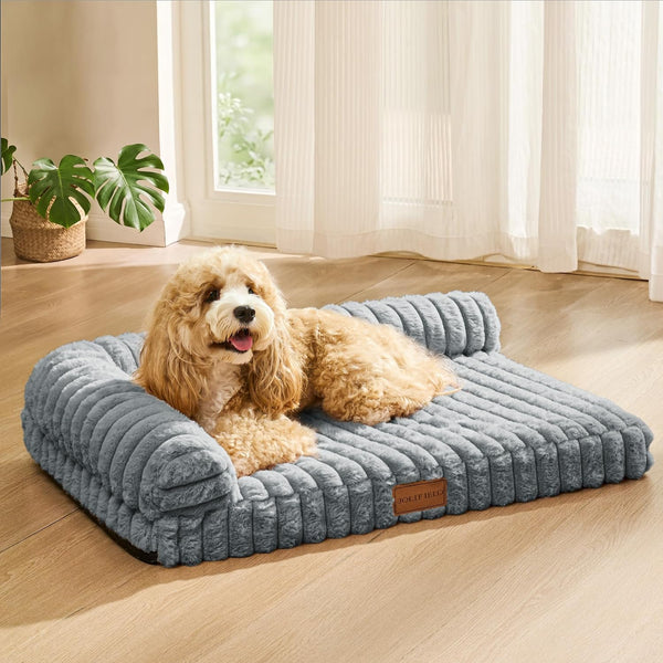 Orthopedic Calming Large Dog Bed Pet Sofa Bed 36''X24'' Grey | 2-Sided Pet Couch Large Sized Dog, Soft Egg-Crate Foam Dog Mat, Waterproof Removable Washable Cover, Nonskid Bottom Cat Bed20