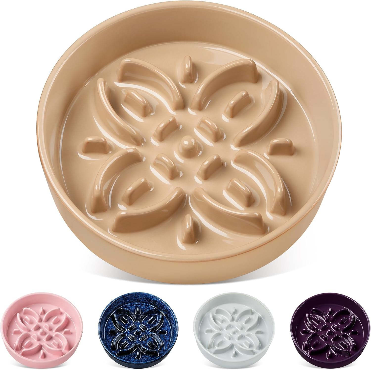 vancasso-ceramic-slow-feeder-dog-bowls-puzzle-dog-food-bowls-with-floral-maze-anti-slip-pet-food-dish-for-small-breed-0-6-cups-blue