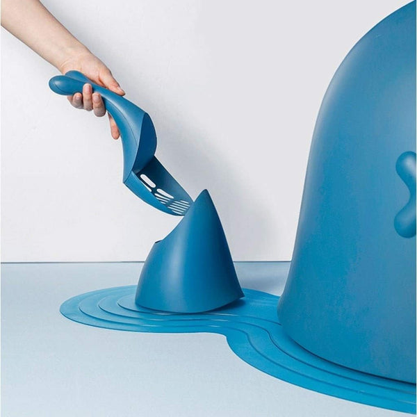 Dog Potty Training Toilet ﻿ Fully Enclosed Large Whale Litter Box, Creative Cute Cat Toilet Supplies Capacity, Easy to Clean and Durable Pan (Blue)(Blue)5