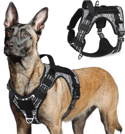Rabbitgoo Tactical Dog Harness for Large, No Pull Military Service Vest | Molle & Handle, Heavy Duty, Adjustable, Reflective Straps, Easy Control for Training Walking, Black, Large28