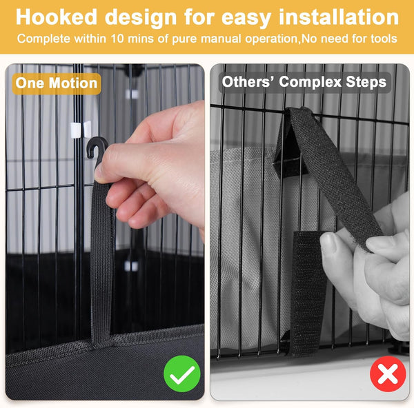 Tresbro Guinea Pig Cage with Top Cover & 12 Panels, Triple Fixing Measures Small Animal Playpen with Waterproof PVC Liner & One-Motion Hooks, 48 X 24 X 16 C&C Grids Cage for Bunny, Hedgehog, Hamster3