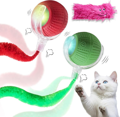 2 PCS Interactive Cat Toys for Indoor Cats, Fast Rolling on Carpet Flash and Motion Activated Cat Balls for Bored Indoor Cats1