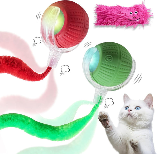 2 PCS Interactive Cat Toys for Indoor Cats, Fast Rolling on Carpet Flash and Motion Activated Cat Balls for Bored Indoor Cats1