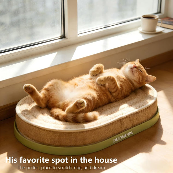 Large Sisal Cat Scratcher Lounge, 2-In-1 Cat Bed with Durable Base & Plush Foam Cushion, Non-Shedding Cat Scratching Pad for Indoor Cats,22"X14", No Mess Furniture Protector4