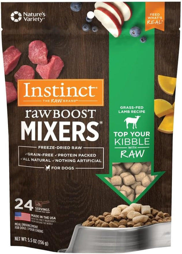 Instinct Freeze Dried Mixers, Dog Food Toppers, Gut Health, 5.5 Oz. Bag20