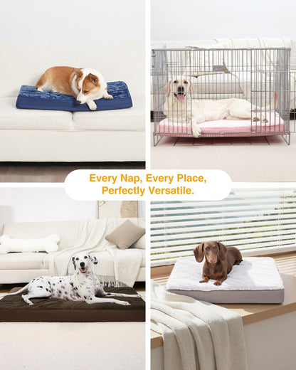 KSIIA Orthopedic Dog Bed for Large Dogs with Waterproof Lining, Grey, 35X22 | Deluxe Soft Plush Dog Crate Bed, Washable Pet Mat with Removable Cover & Egg Crate Foam for Large Dogs Sleeping & Relaxing7